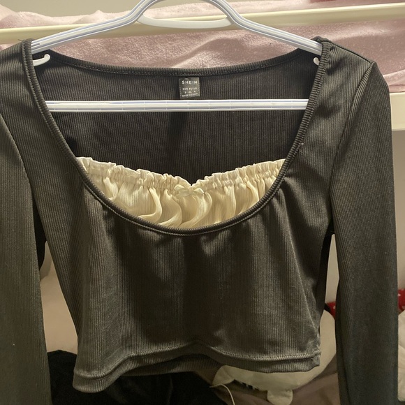 coquette black top with cream lace insert - Picture 2 of 4